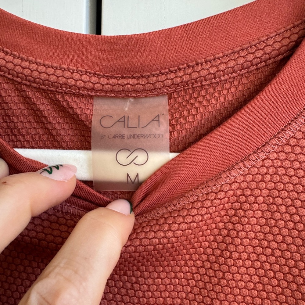 CALIA Bubble Mesh Long Sleeve Shirt in Rust - Picture 6 of 10